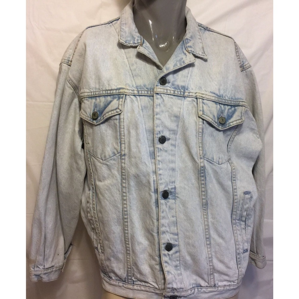 Vtg Gap Acid Washed Denim Jean Jacket Size Medium 80s 90s USA Made Distressed